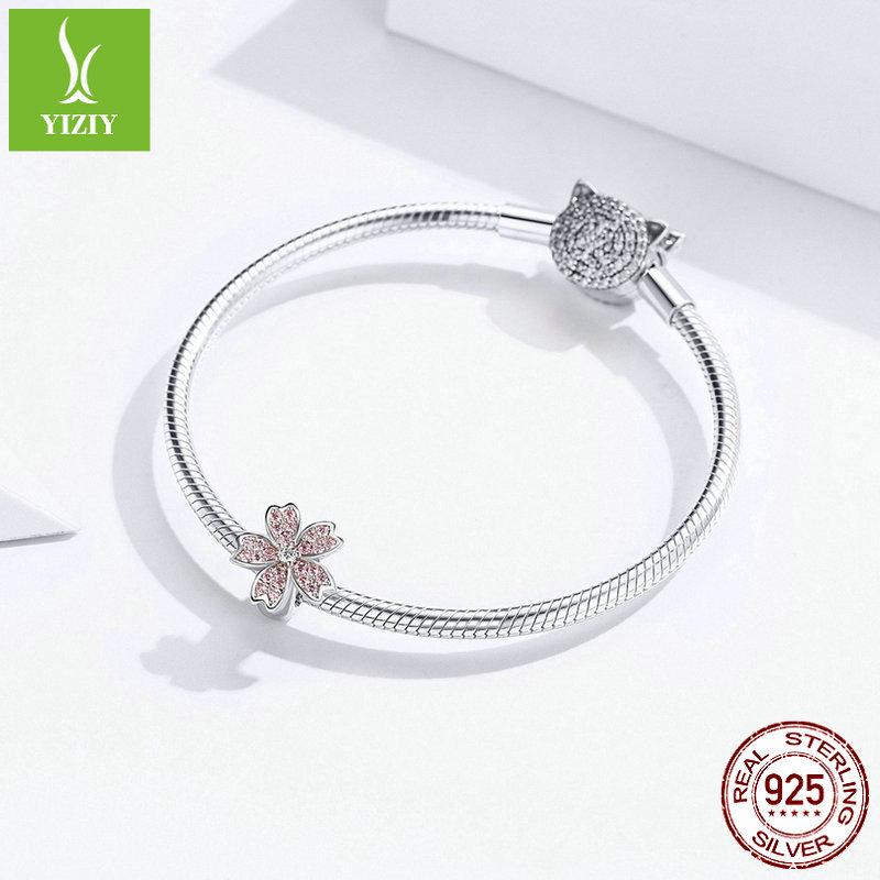Yinziyun Cherry Blossom Silicone S925 Silver Beads for DIY Fashion Bracelets (SCC1291)