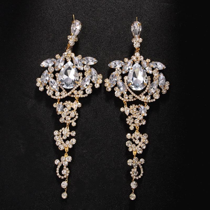 Water Drop Fringed Earrings Personalized Exaggerated Rhinestone Earrings Retro Accessories Women's Earrings