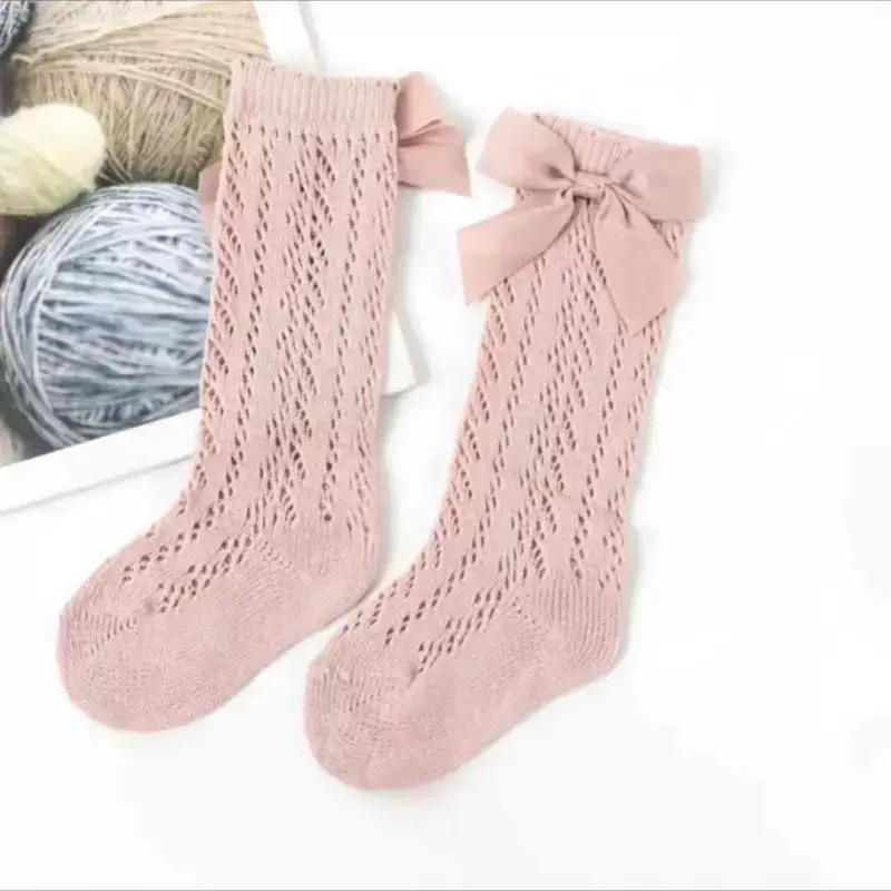 

Осенние высокие носки-гольфы из дышащей сетки для малышей с дизайном бантика против соскальзывания S (0-1 year)