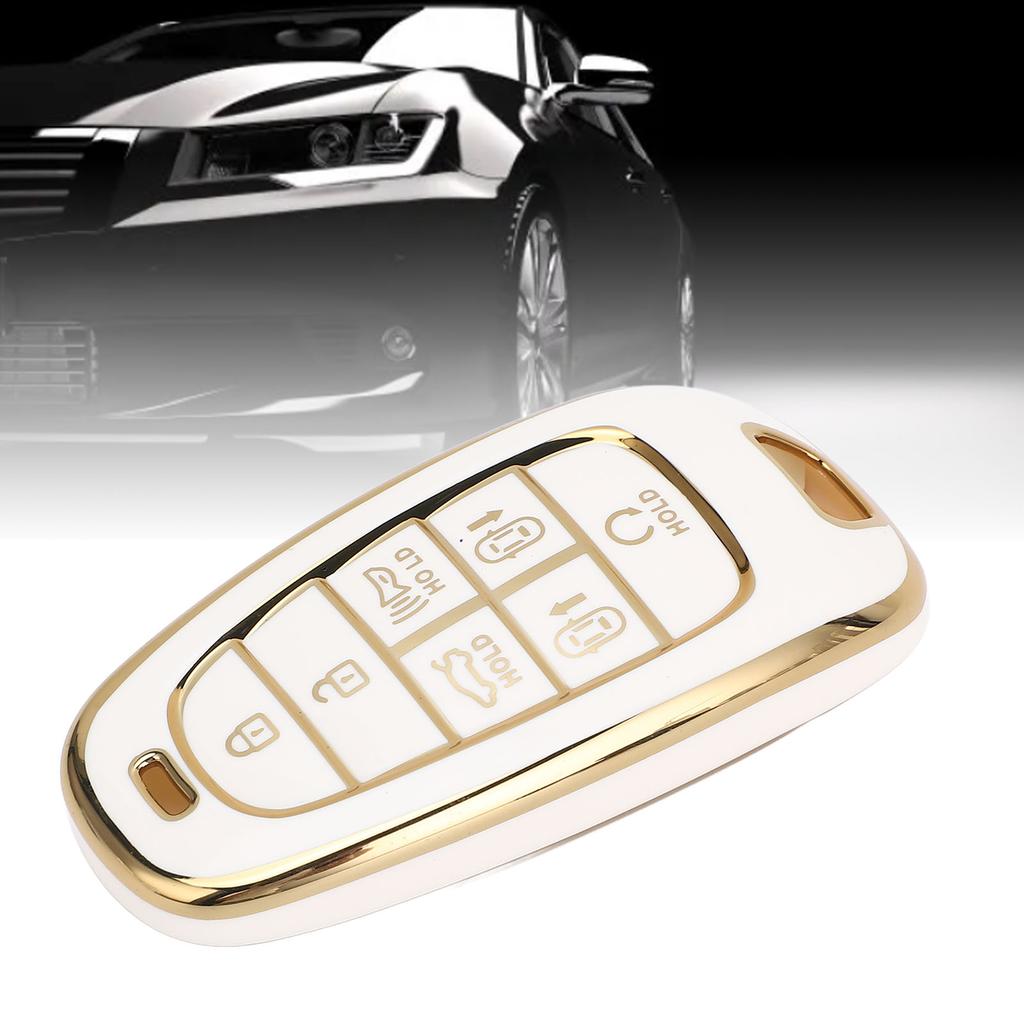 7 Buttons Car Key Fob Cover PU Full Coverage Protective Portable Car Key Cover Protector for Sonata     2022 To 2024