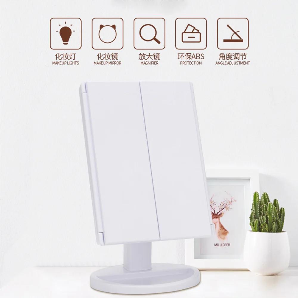 Led Vanity Mirror with Light Portable 10X Magnifying  Desktop Three Side Folding Vanity Mirror