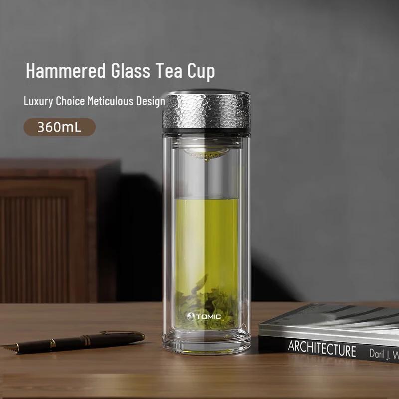 TOMIC 360ML Hammered Glass Teacup