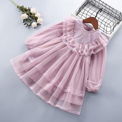 Girls Princess Dress Spring and Autumn Children Fashion Lace Pompadour Dress