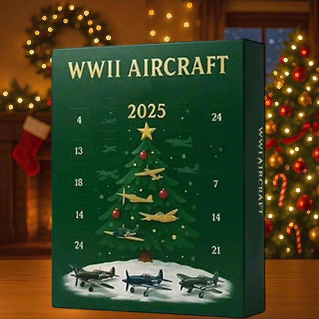 Aircraft Calendar Advent 24 Day Christmas Countdown Calendar With 24 2D Flat Warbirds Pendant Acrylic Decorative Charm Xmas Gift