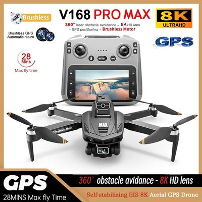 2025 Nou V168 MAX GPS RC Dronă profesională 8K ESC HD Cameră duală WIFI FPV Evitarea obstacolelor Ecran mare Telecomandă Quadcopter pliabil fără perii