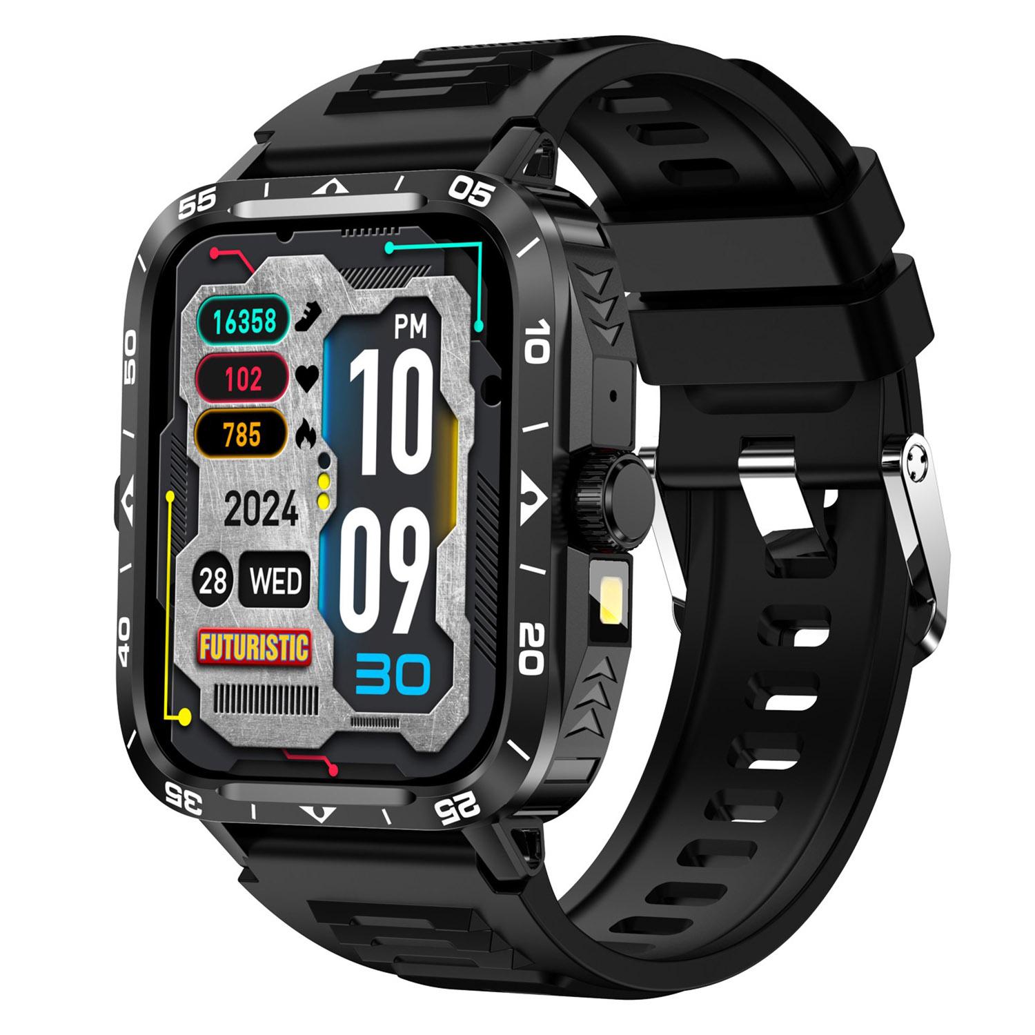 

ZW59 Смарт-годинник з підтримкою дзвінків по Bluetooth, моніторингом артеріального тиску та здоров я сну, спортивний годинник з ліхтариком Black