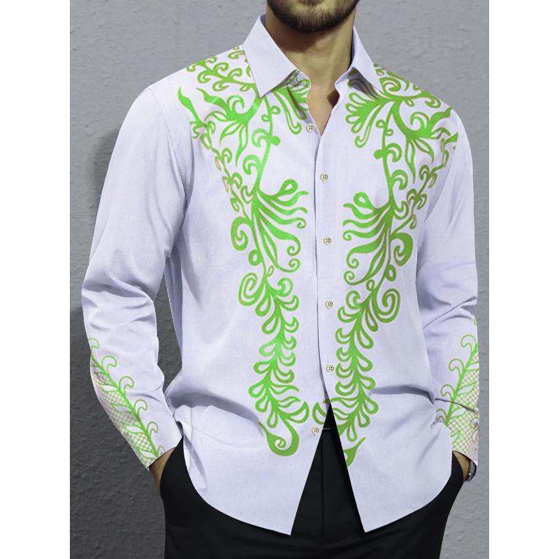 Men's Shirts, Button Down Shirts, Casual Shirts, Spring and Summer, Printed Long Sleeves Tops Fashion Comfortable Men Clothing