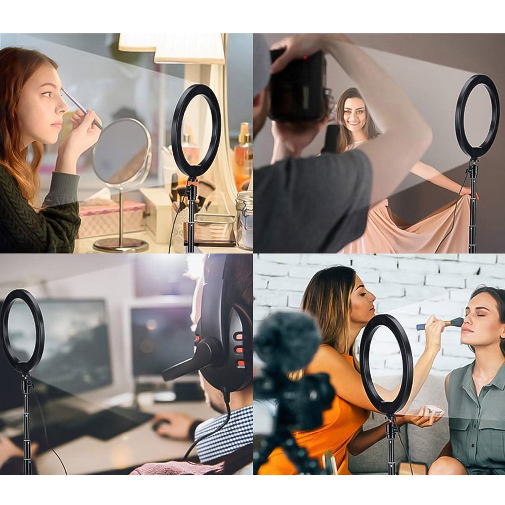 16cm Ring Fill Light Eccentric Tube Tripod Selfie Stick 2-in-1 Phone Holder 1.6M Telescopic Fill Light Holder 3200-5500K