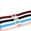 1Pcs Adjustable Cat Collar Heart with Rhinestone Bell Blue for Outdoor Home Sport Travel Pet Kitten Cat Collar
