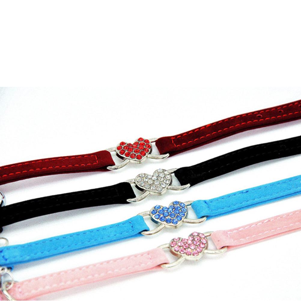 1Pcs Adjustable Cat Collar Heart with Rhinestone Bell Blue for Outdoor Home Sport Travel Pet Kitten Cat Collar