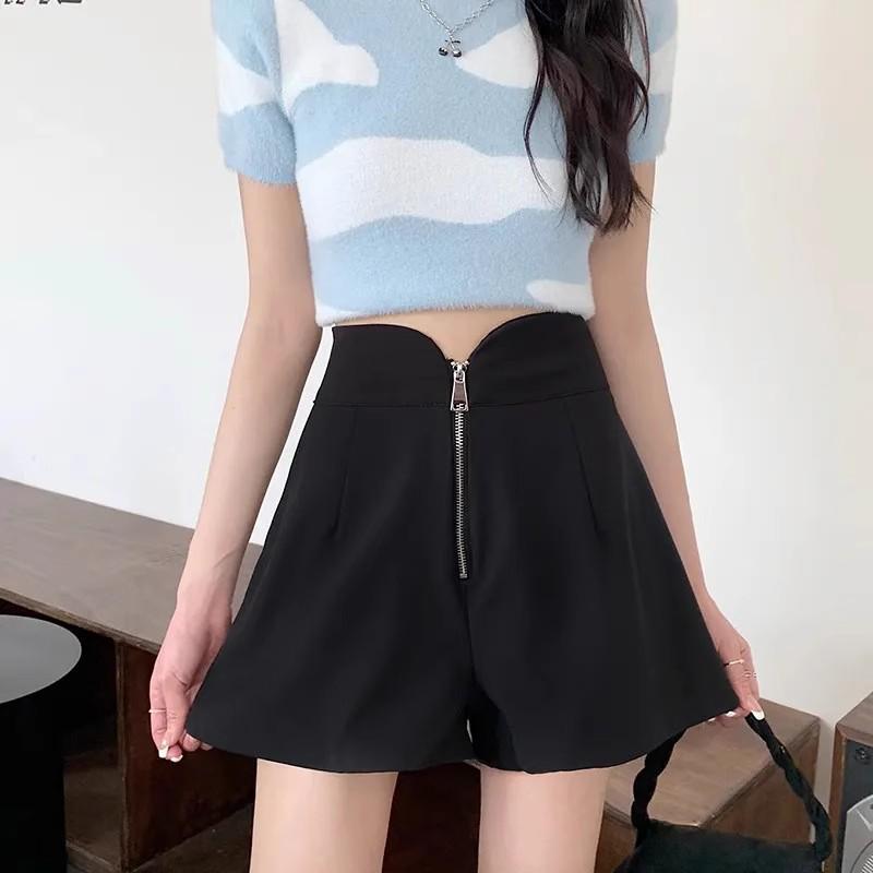 

Plus Size Slimming High Waist Black Irregular Shorts for Women 5XL (171-180 lbs)