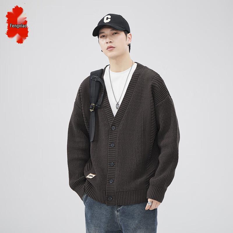 

Men s American Retro Heavyweight V-Neck Cardigan Sweater M