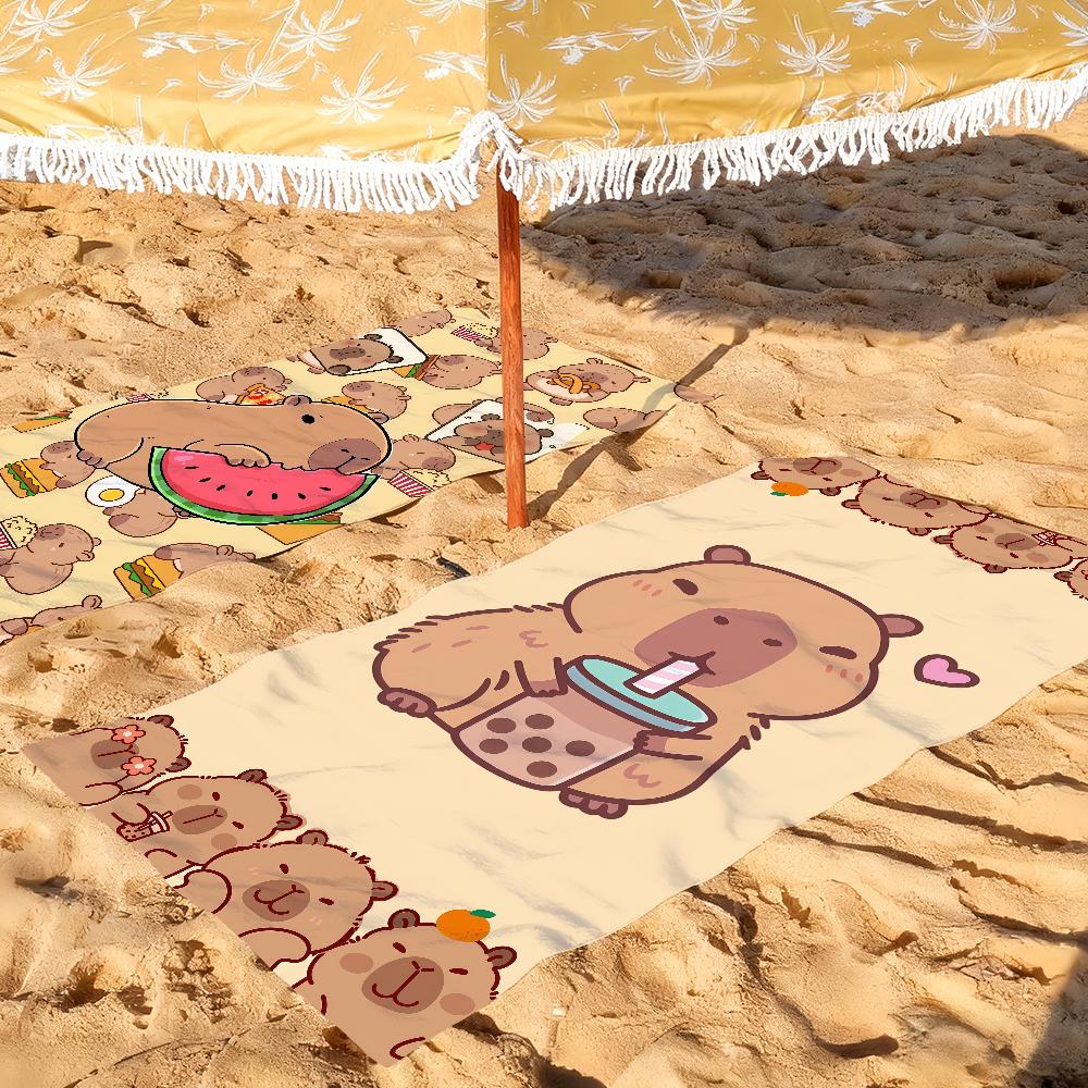 Süßes Capybara-Tier Großes Handtuch Schnelltrocknend Strandhandtücher Sind Geeignet Für Schwimmbäder Camping Yoga Und Das Fitnessstudio