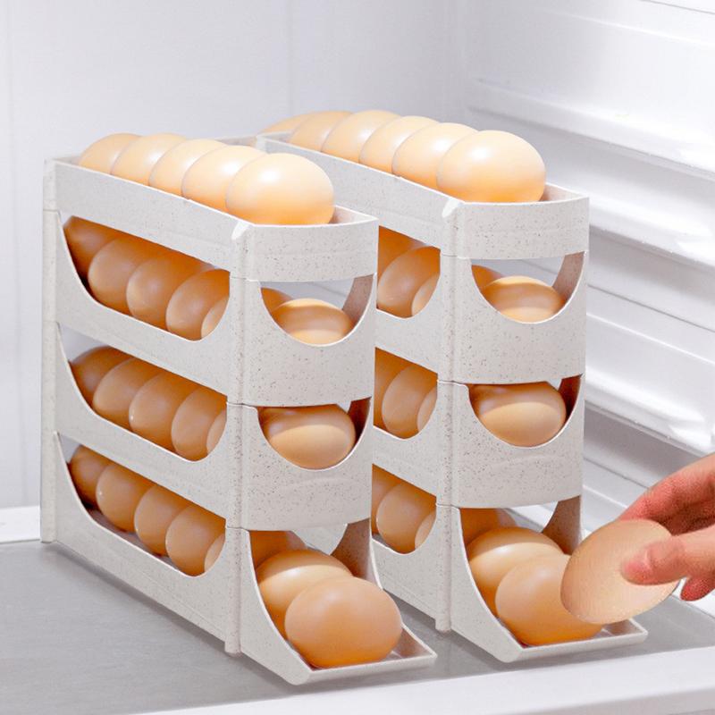 4 Tier Egg Holder Egg Dispenser Holder Automatic Egg Rolling Rack Eggs Storage Rack Egg Distributor Egg Storage Rack For Kitchen