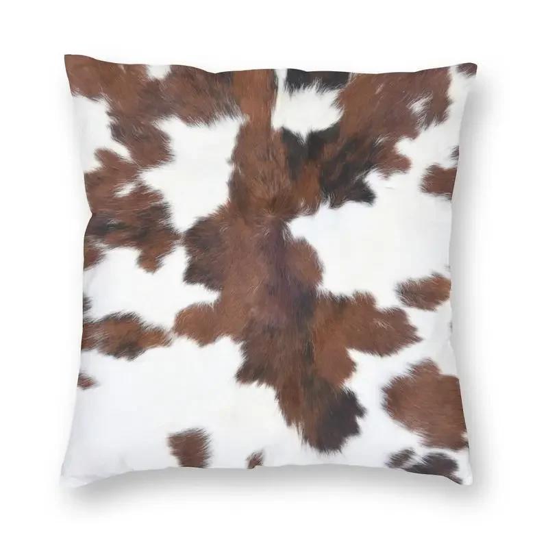 Faux Fur Modern Cowhide Texture Pillowcover Decoration Animal Hide Pattern Skin Leather Cushion Cover Throw Pillow Printing