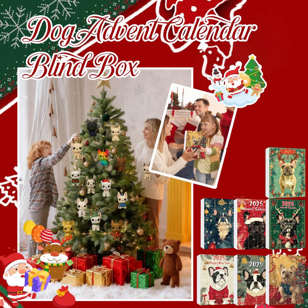 2D Plane Box With 24 Double-sided Printed PendantsChristmas Pet Dog Advent Calendar BlindBox Christmas Tree Decoration Acrylic Pendant