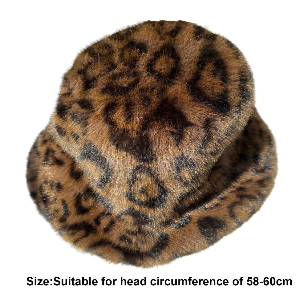 Retro Leopard Print Fisherman's Hat Leopard Print Autumn Winter Warm Hat  for Daily Wear