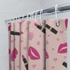Pink Lipstick Pattern Shower Curtain Home Decor Bathroom Waterproof Fabric Curtains For Girl'S Room Pink Hearts Design With Blac