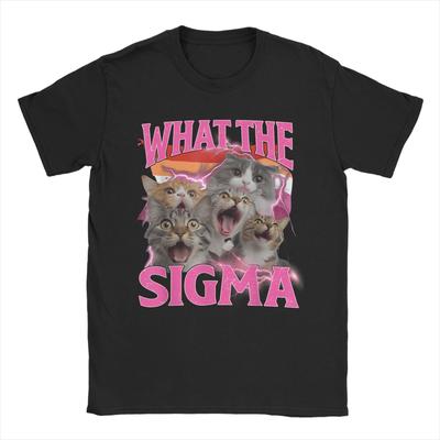 What Sigma Cat Meme Cotton T Shirt For Mens Summer  Aesthetic T-Shirts O Neck Harajuku Tees Plus Size Clothes