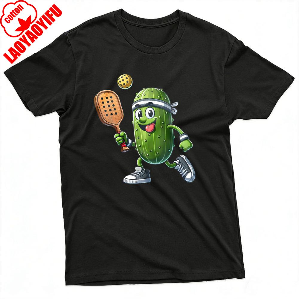 Cucumber Playing Pickleball Summer Unisex TShirt Casual Funny Design for Outdoor Activities and Sports Clothes Summer Tees