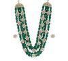 Green Beads & Floral Kundan Necklace Set For Women