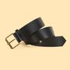Versatile and simple casual workwear belt with matching jeans, leather belt, pin buckle, black fashion belt