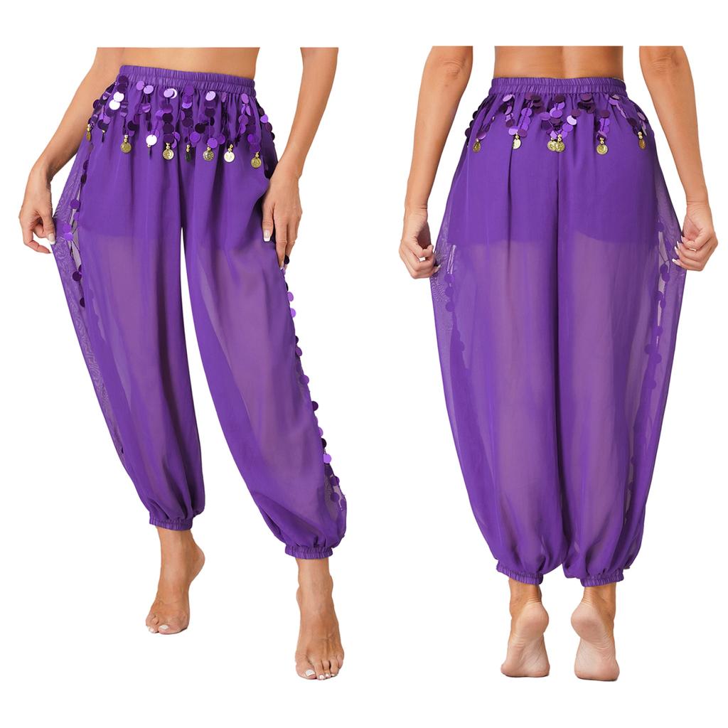 Pantaloni Harem Per Danza Del Ventre | Costume Arabo/Indiano, Vita Elastica 64-114 Cm, Poliestere - Foto 7