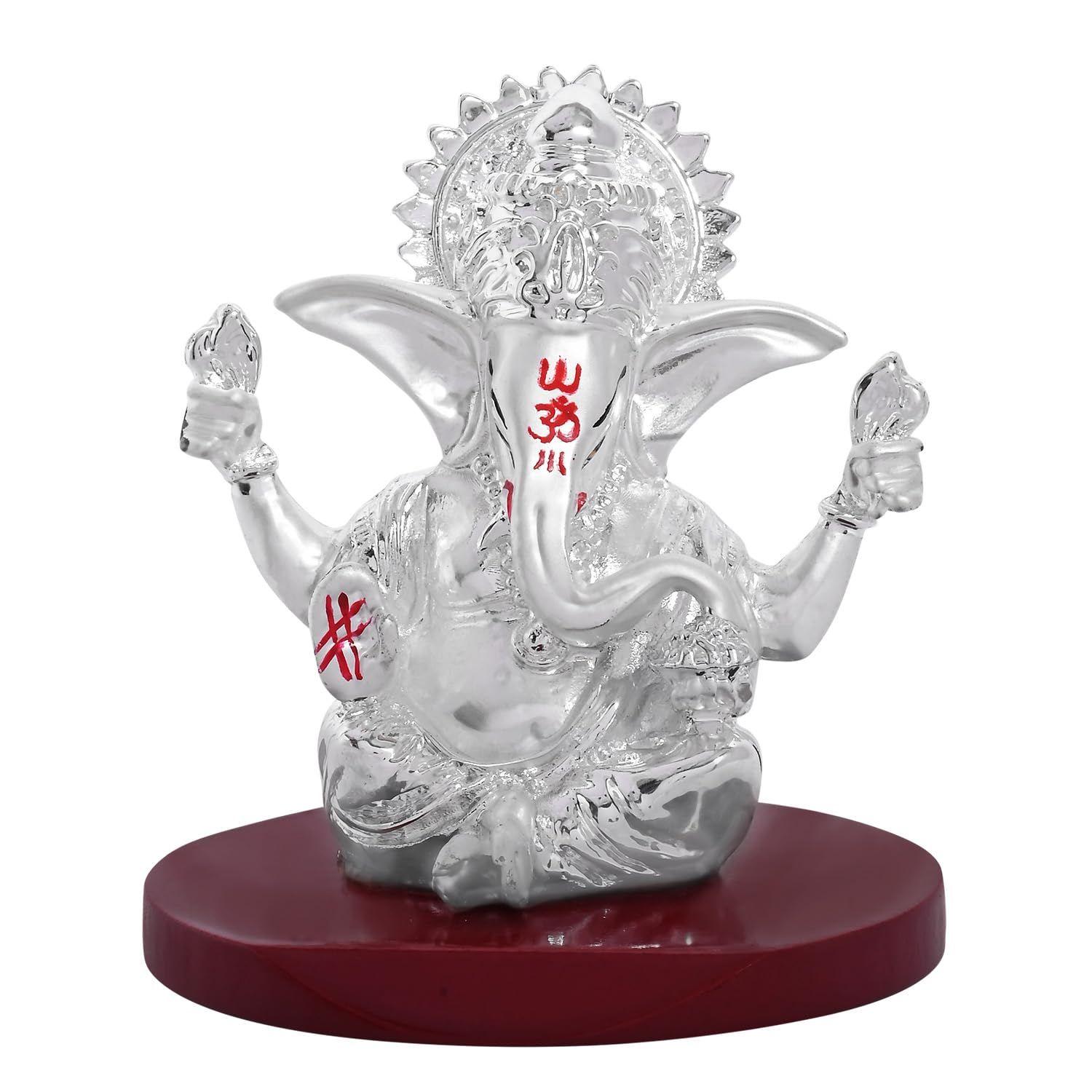 

Four Hands Lord Ganesha Statue for Car Dashboard Ganpati Idol for Luck & Success Ekdant Murti for Mandir, Office, Home Decoration серебряный