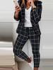 Women's Autumn Black & White Printed Casual Suit with Lined Pants