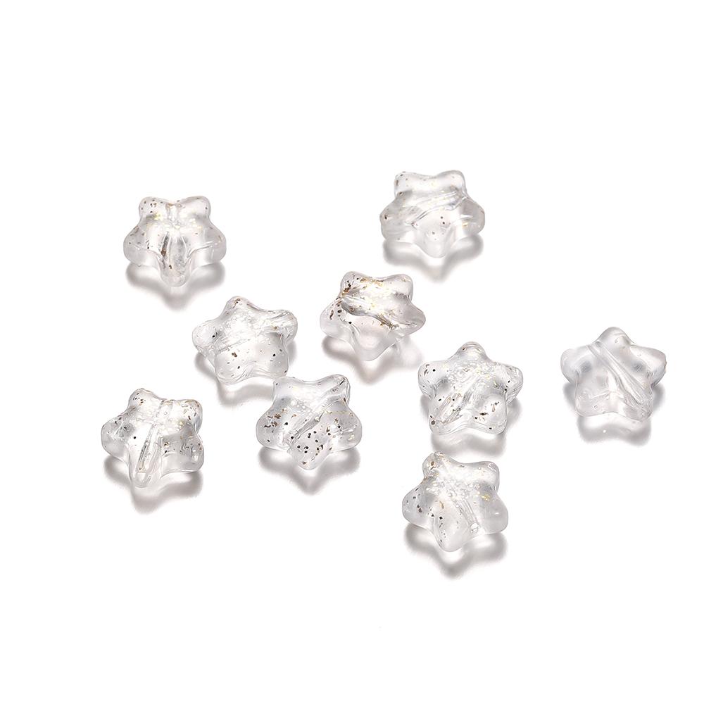 30pcs 8mm Colorful Five-pointed Star Glass Beads Loose Spacer Beads for DIY Handmade Jewelry Making Bracelet Accessories