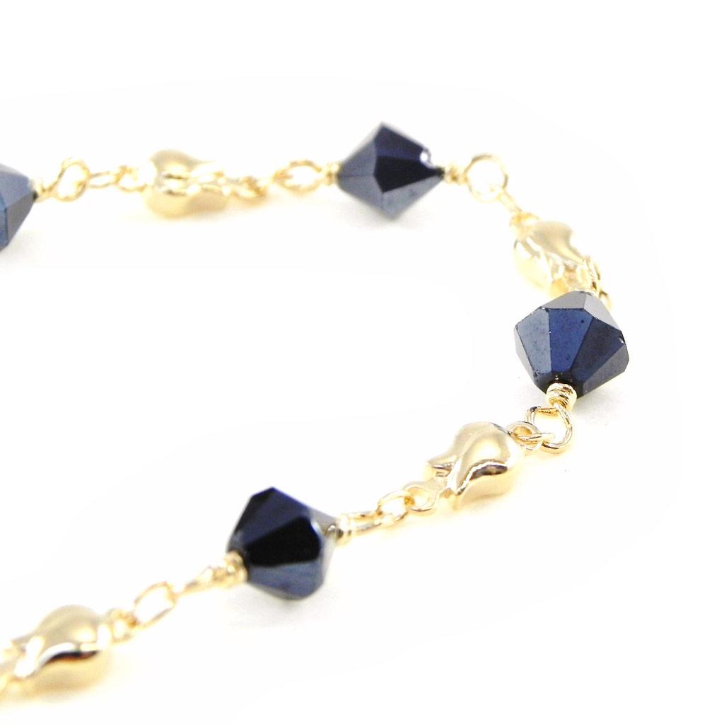 Les Trésors De Lily [C7275] - Gold Plated Bracelet 'Clara' Black Gold - 7 Mm