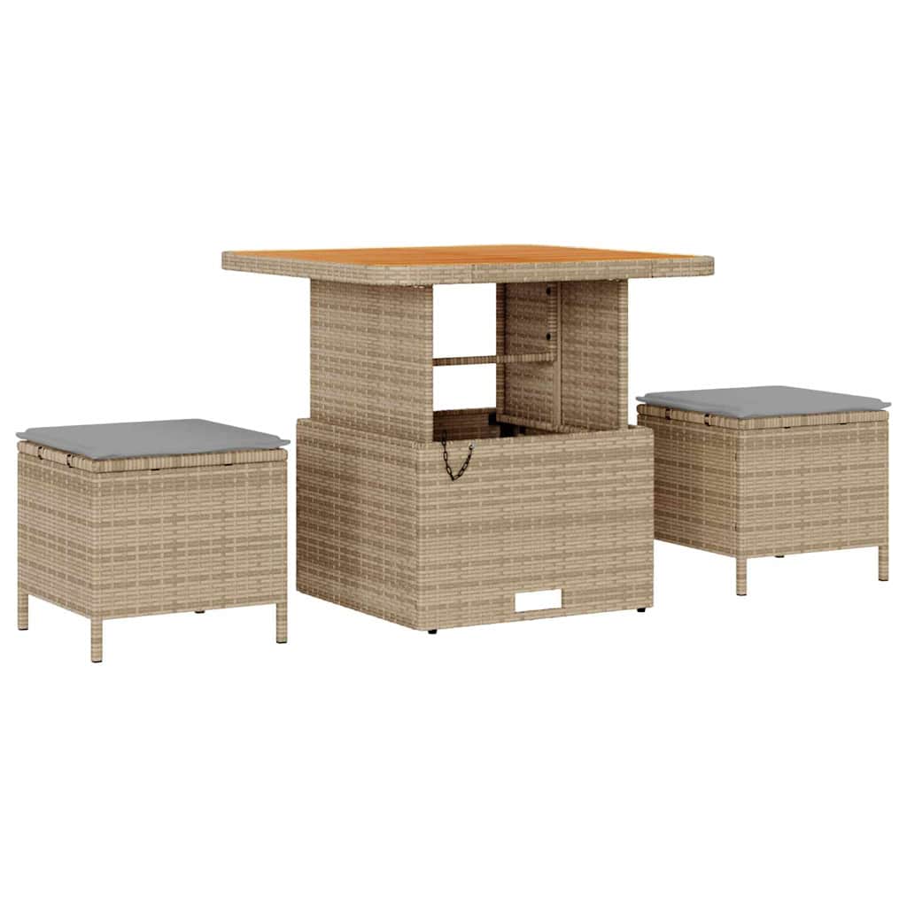 Garden Dining Set Beige Poly Rattan