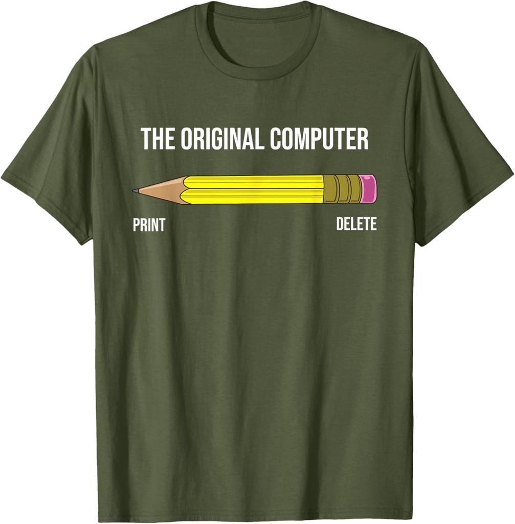 The Original Computer Funny Sarcastic Programmer Pencil Gift TShirt Graphic Tee Shirt Men Casual Short Sleeve
