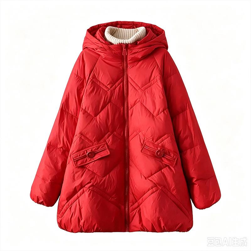 Winter fashion white duck down jacket women's loose large size warm hooded jacket tide