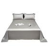 Ice Silk Bed Sheet Set Summer Cooling Solid Color Soft Durable Machine Washable Dormitory Single Bedding Set