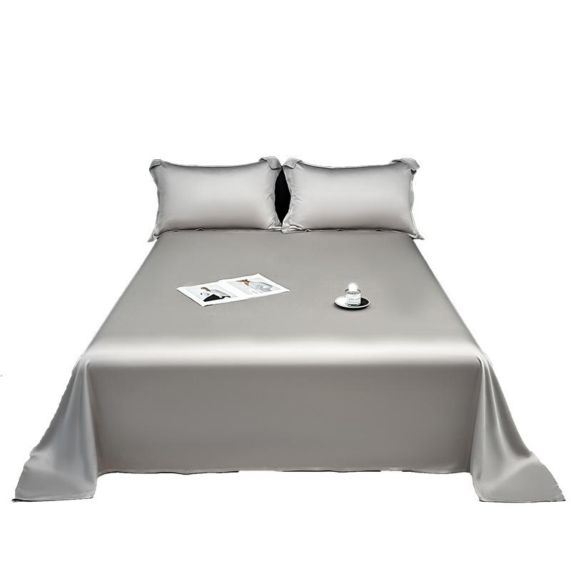 Ice Silk Bed Sheet Set Summer Cooling Solid Color Soft Durable Machine Washable Dormitory Single Bedding Set