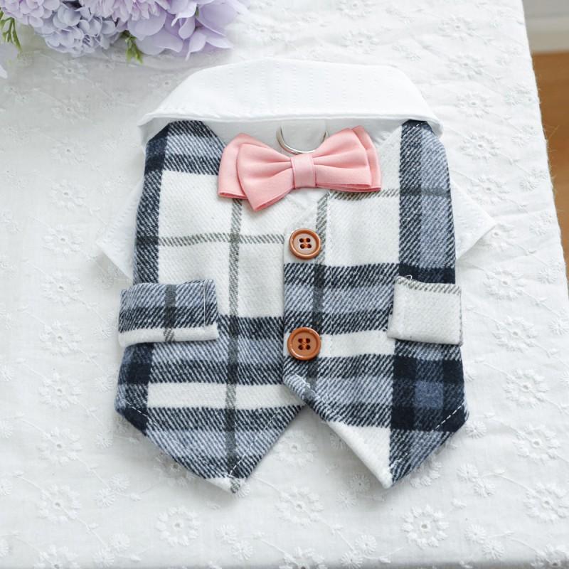 Pet Circle Dog Cat Winter Warm Blue Plaid Tuxedo Jacket Two-Legged Outfit Small Medium Large Breeds