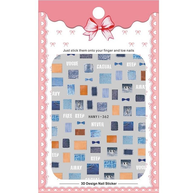 1 Sheet Adhesive 3D Nail Stickers Decals Press On Tips Manicure Decoration Geometry Letter Design