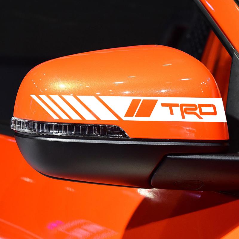 2PCS Car Rear View Mirror Side Stripe Badge 3D Sticker Car Styling for Toyota TRD Chr Corolla Yaris Rav4 E150 E120 Land Cruiser 200