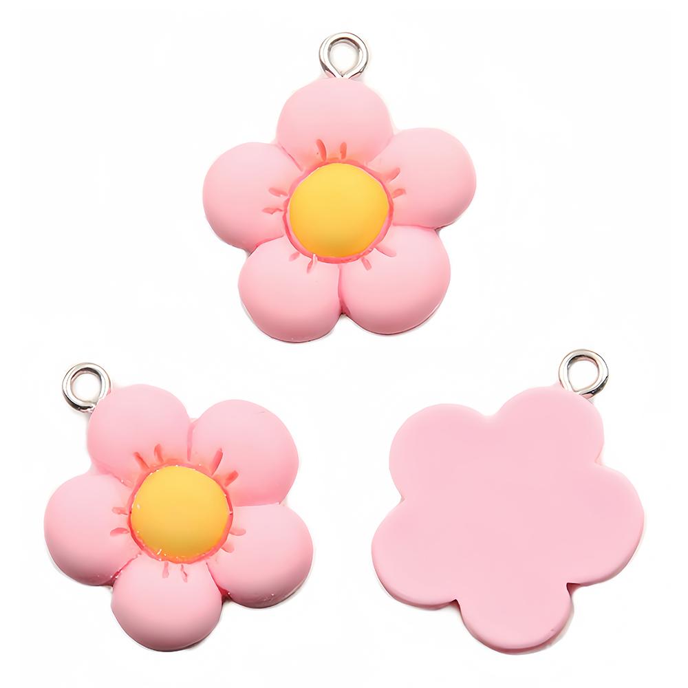 5/10pcs Colorful Acrylic Cute Flower Shape Loose Charm Pendants 21*24mm for Necklace DIY Craft Jewelry Making Accessories