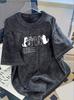Summer Mens Vintage Washed Cartoon Animal Cat Print Tshirt  Cotton Loose Fit Street Style Casual Fashion Outdoor Comfort