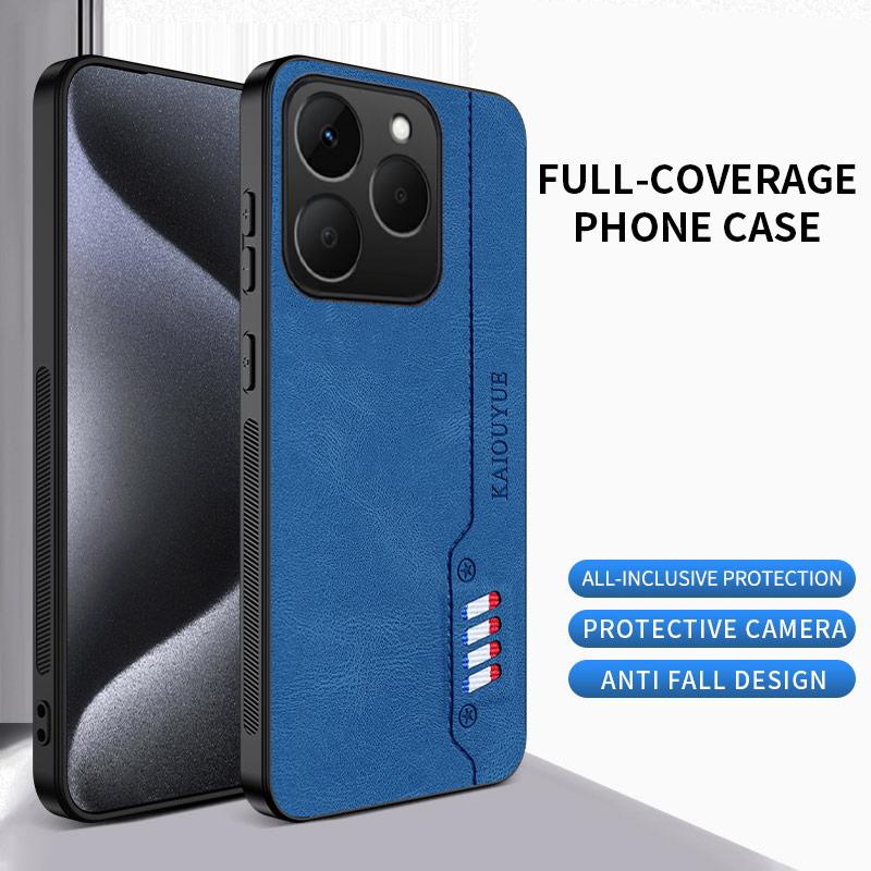 For Realme 15T Case Leather Hard Fall Prevention Design Cover with Soft Frame Anti-knock for Realme 15T Phone Casing