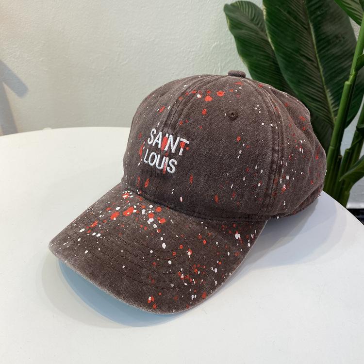 splashing ink spots art style cap style personality hip hop curved brim hat outdoor sports soft top baseball cap tide