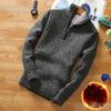 Men's Autumn and Winter Fleece Half-zip Sweater Youth Slim Pullover Knit Jacket
