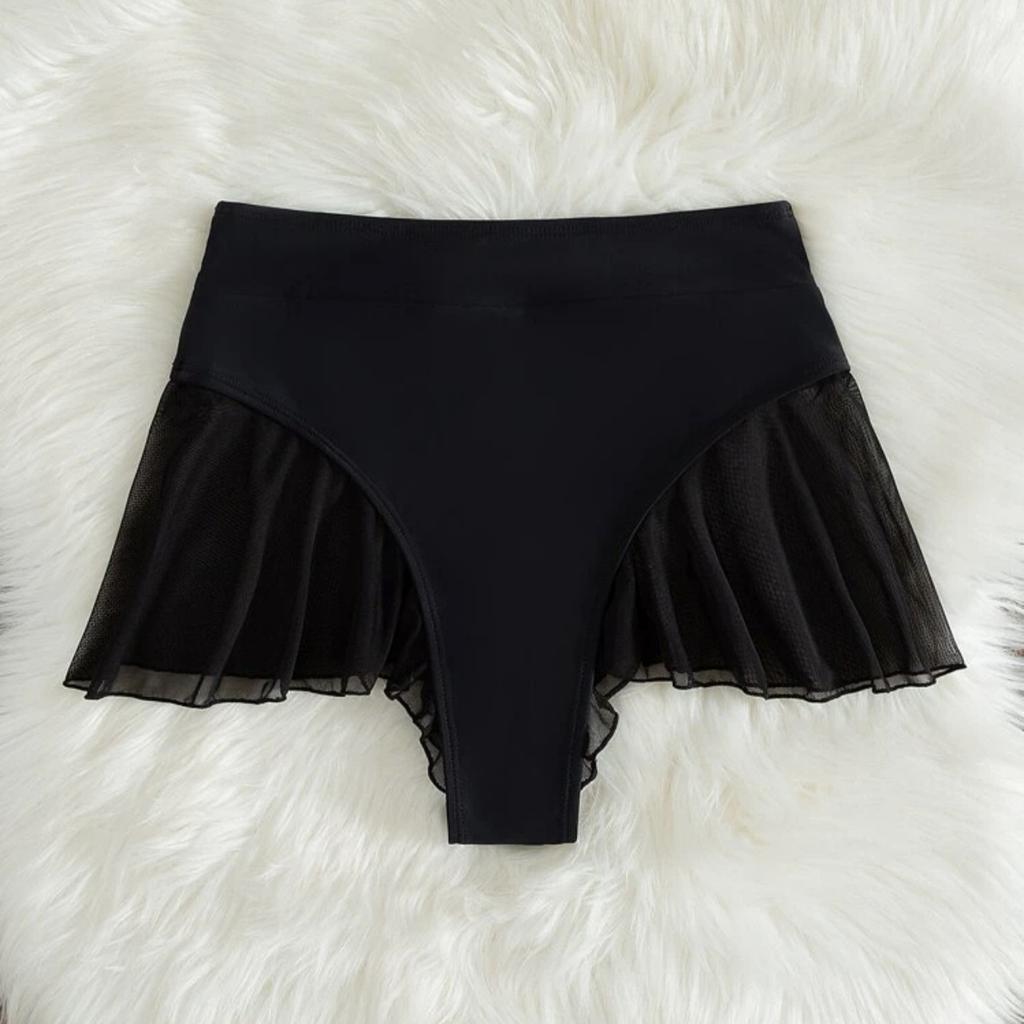 2 Colors Women Bikini Bottoms With Mesh Vintage High Waist Butts Swimsuits