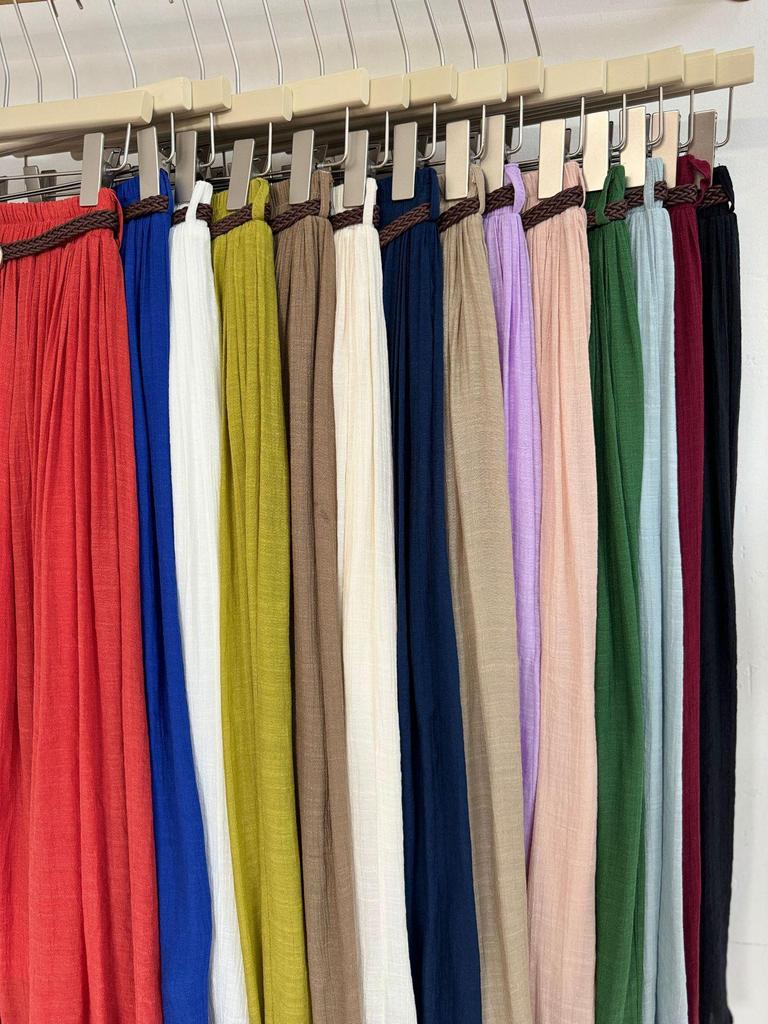 European-American Cotton Linen Patchwork Midi Skirt: Versatile Classic for Spring/Summer