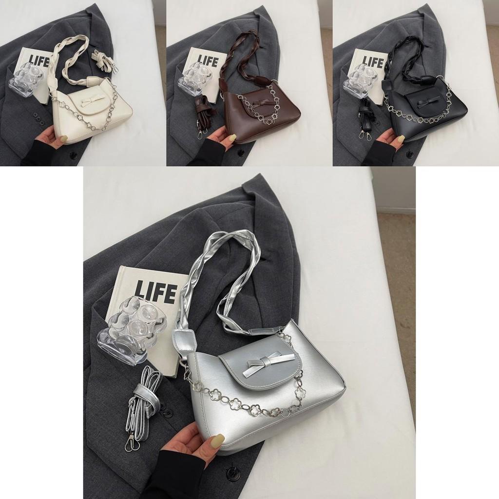 Stylish Chain Strap Women's Bag 2024 New Fashionable Bow Design In Solid Colors