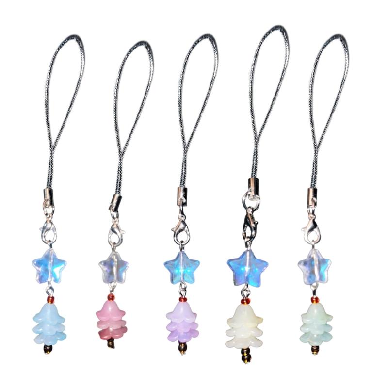 Fashion Star Christmas Tree Phone Charm Straps Car Keys Hanging Pendants Y2K Bag Decoration Lanyard Purse Accessories