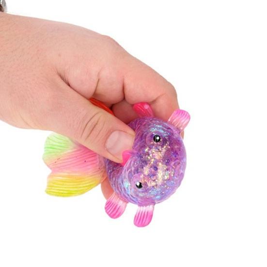 Klarer Goldfisch Quetschspielzeug Stressabbau Glitzer Mehrfarbiger Schwanzfisch Stress Zuckerball Sensorisches Spielzeug Weich Dekompression Fidget Spielzeug
