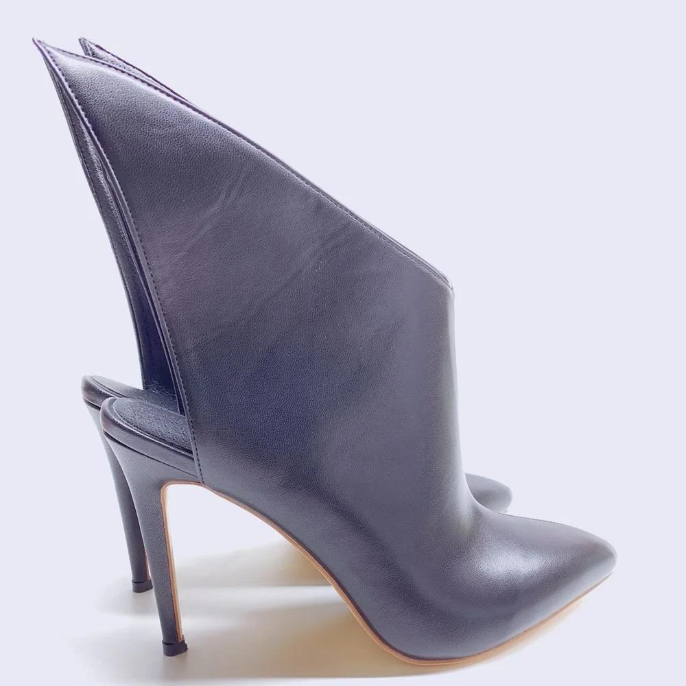 Fashion Winter Fashion Boots Pointed Toe Wing Stiletto Heel Slip On Boots Women Black PU 2025 Novel Ankle Boots Large Size 45